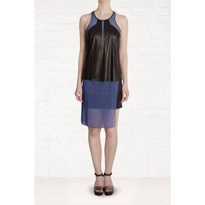 Helmut Lang Sheer Blue and Black Sleeveless Dress Large as is